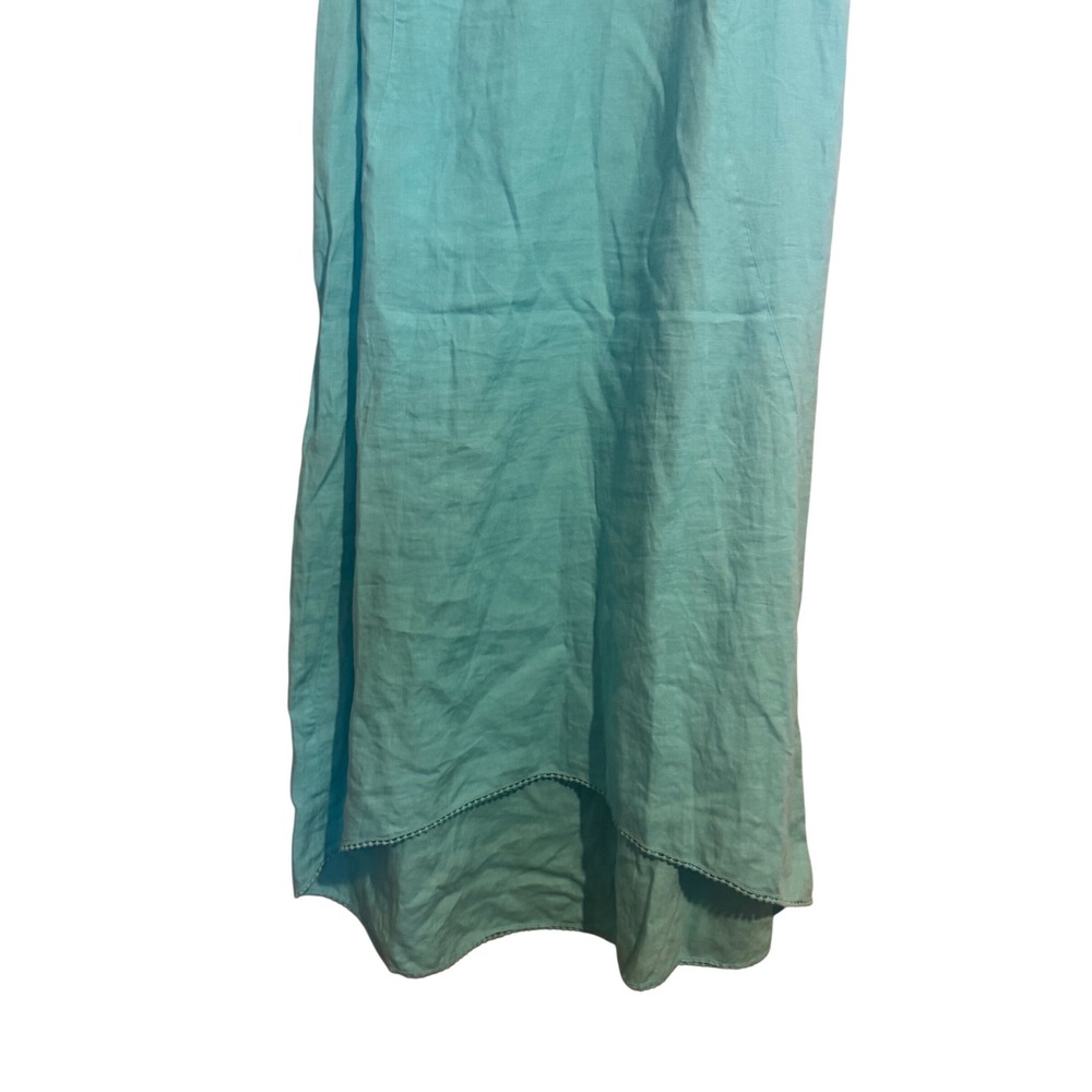 J.Jill Love Linen Sleeveless V-Neck High-Low Dress Turquoise Blue Womens Medium - Picture 4 of 9